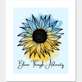 Bloom Through Adversity - Sunflower/Ukrainian Flag (Watercolor) Posters and Art